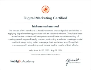 image of hubspot certified top digital marketing strategist in kannur